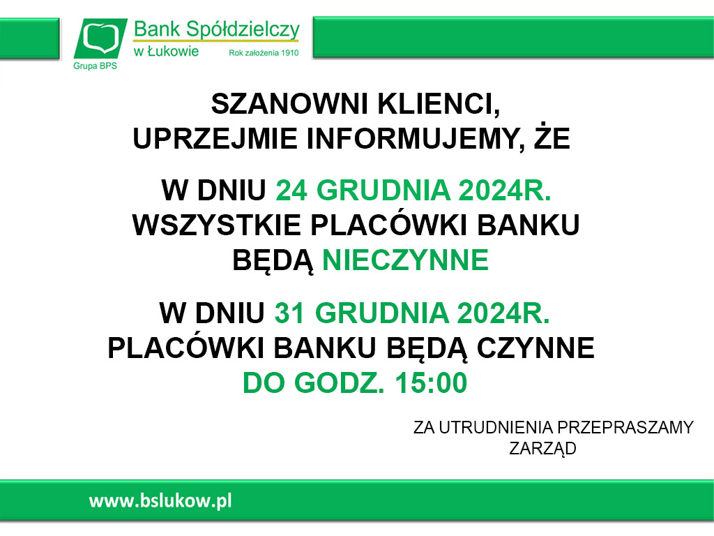 INFORMACJA 24 12 2024 31 12 2024